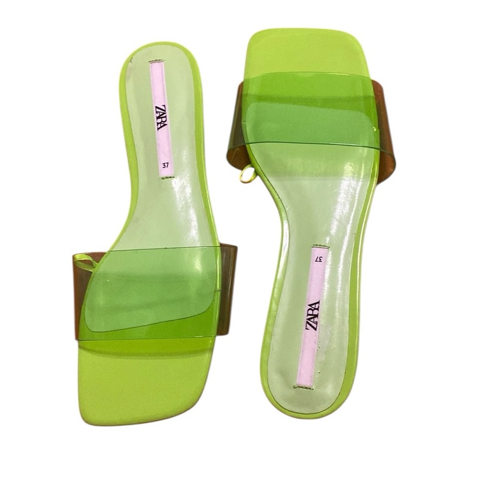 Zara Green Sandals with Transparent Strap